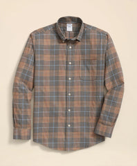 Glen Plaid Sport Shirt Stretch Supima® Cotton Non-Iron Twill Polo Button Down