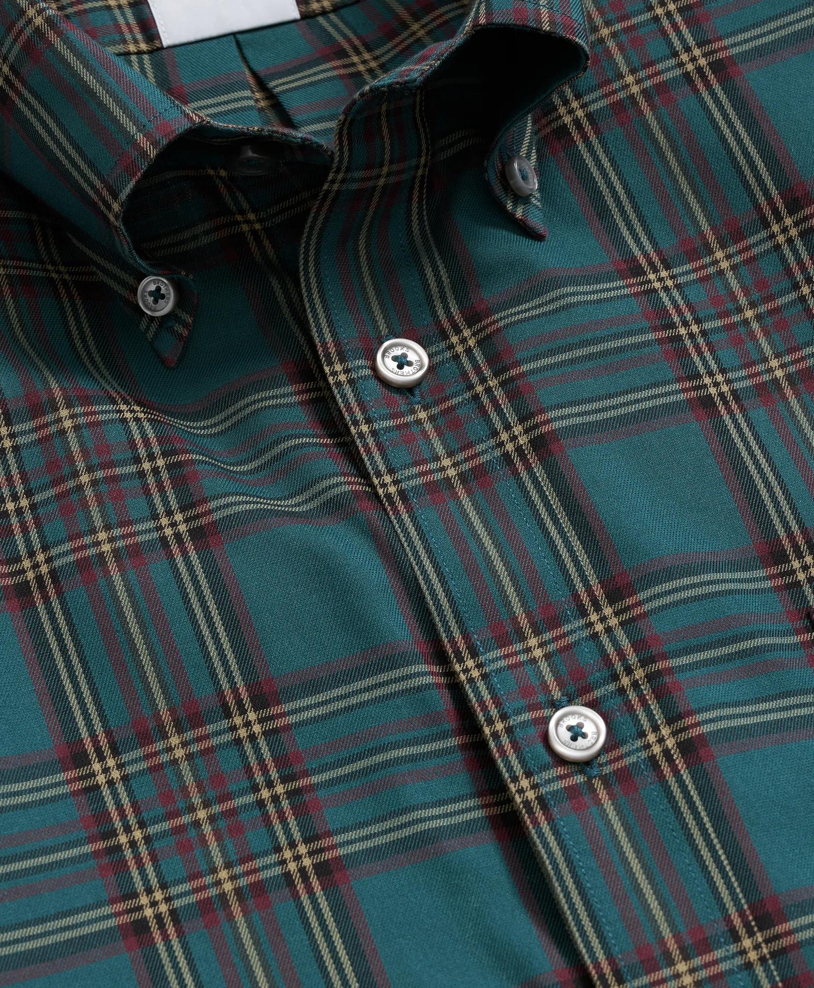 Plaid Sport Shirt Stretch Supima® Cotton Non-Iron Twill Polo Button Down
