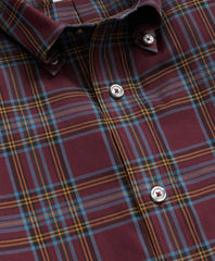 Stretch Supima® Cotton Non-Iron Twill Polo Button Down Plaid Sport Shirt