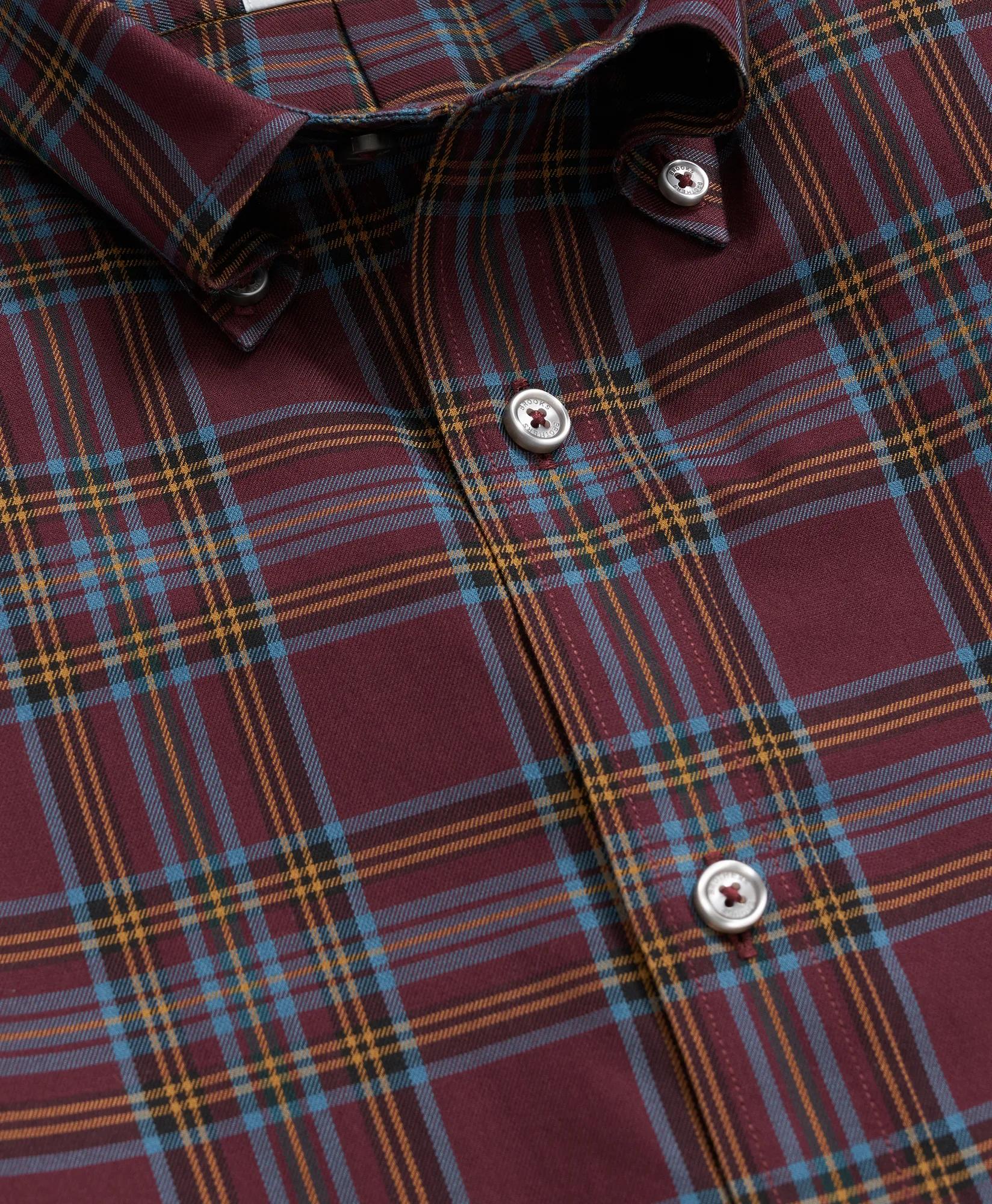 Plaid Sport Shirt Stretch Supima® Cotton Non-Iron Twill Polo Button Down