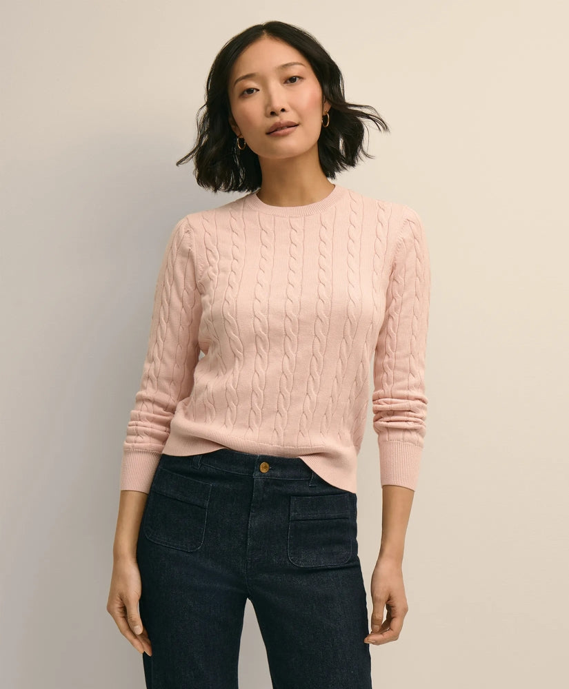 Supima® Cotton Cable Crewneck Sweater