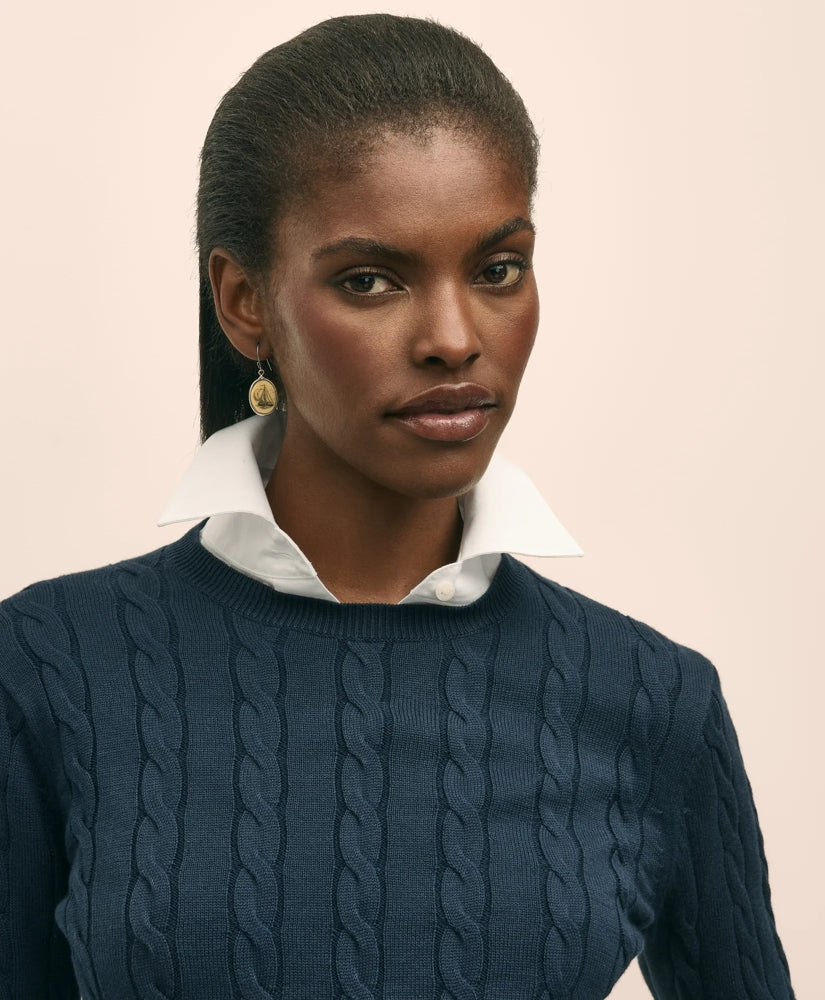 Supima® Cotton Cable Crewneck Sweater