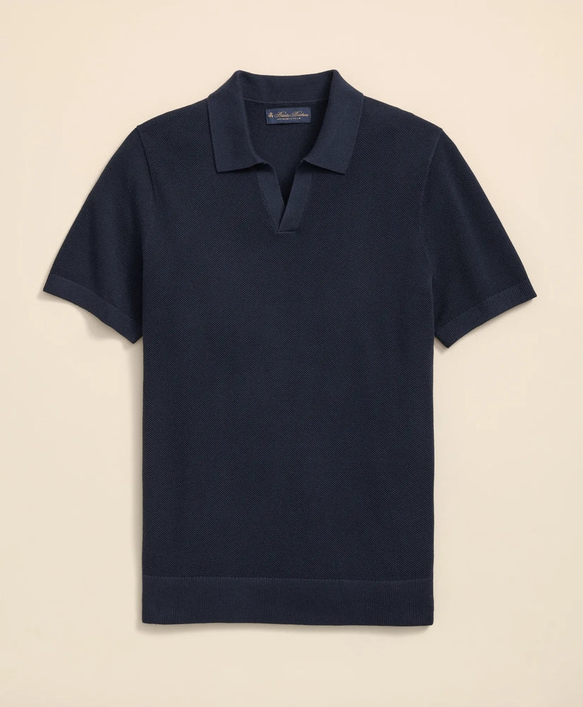 Supima® Cotton Pique Johnny Collar Sweater