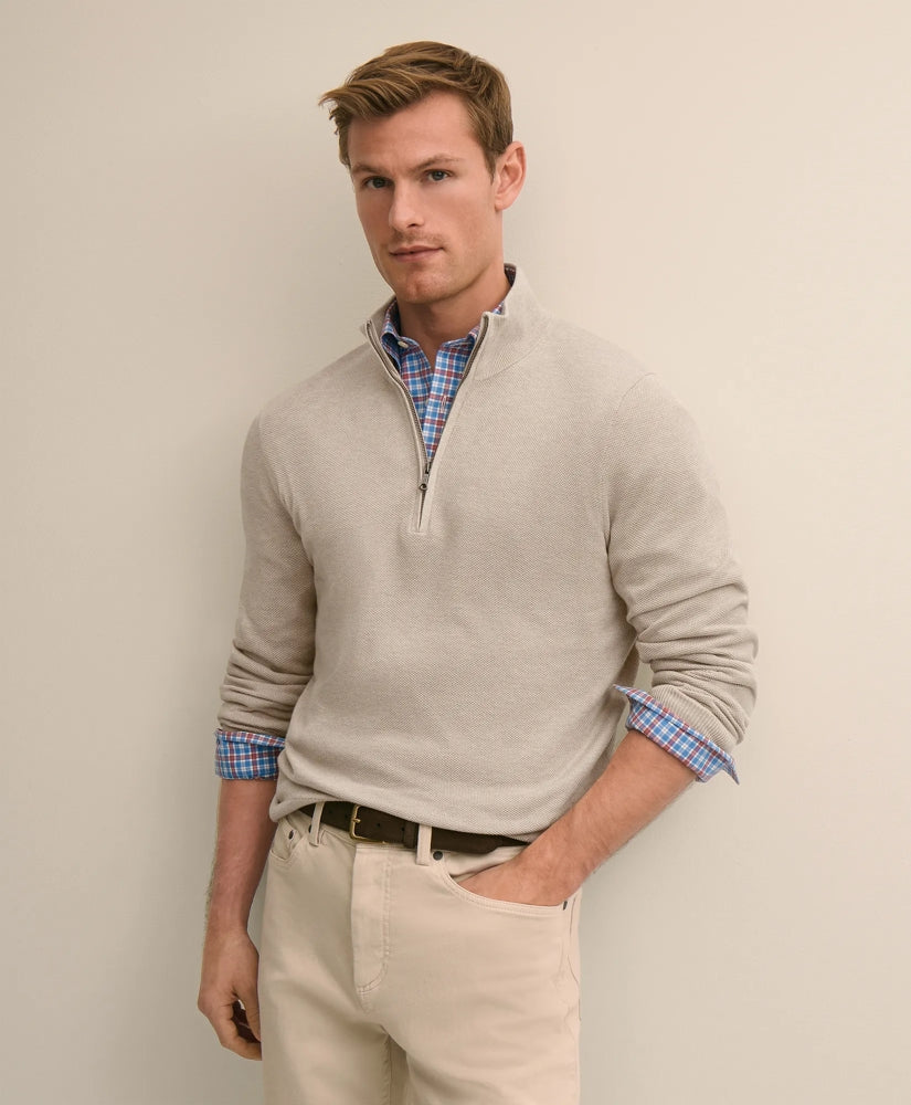 Supima® Cotton Pique Quarter-Zip Sweater