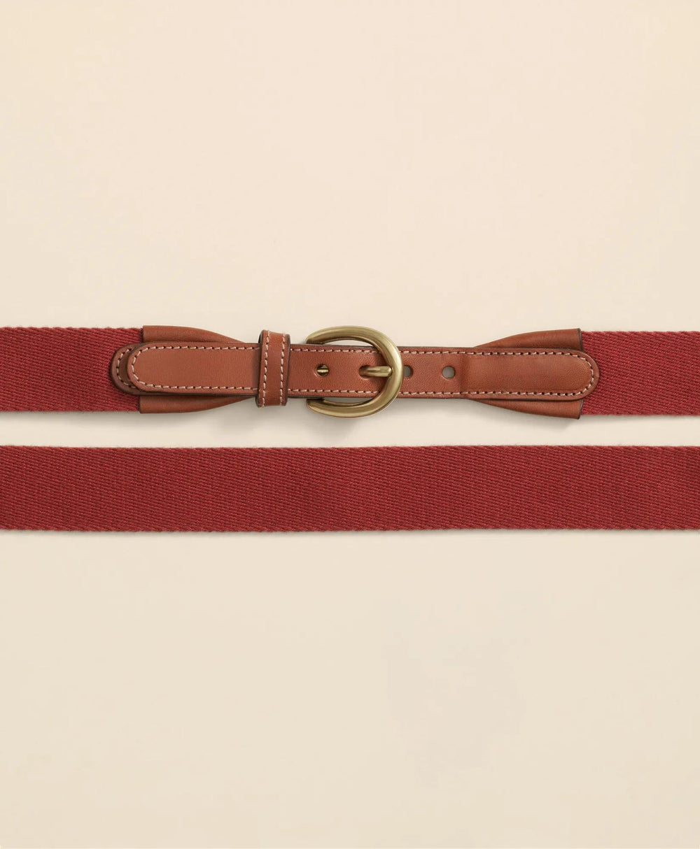 Webbed Leather-Accent Belt