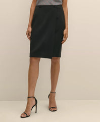 Wool Blend Wrap Skirt
