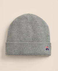 Wool-Cashmere-Blend Ribbed Beanie Hat