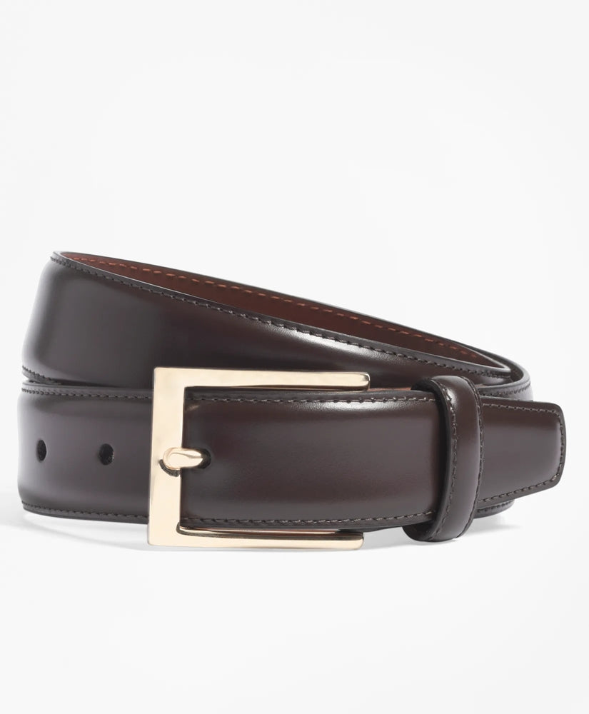 Gold Buckle Leather Dress Belt