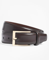 Gold Buckle Leather Dress Belt