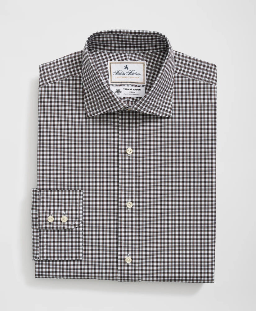 Brooks Brothers X Thomas Mason® Cotton English Collar Checked Dress Shirt