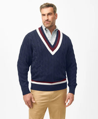 Big & Tall Supima® Cotton Cable Tennis Sweater