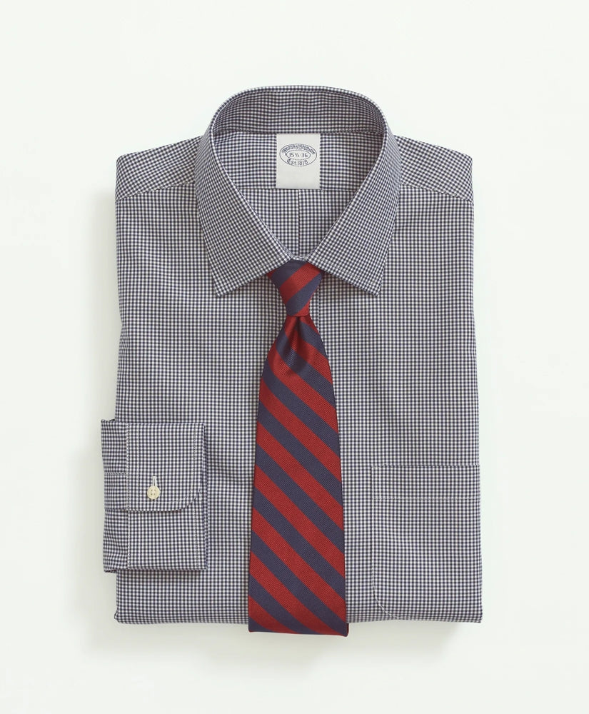 Gingham Dress Shirt Stretch Supima® Cotton Non-Iron Pinpoint Oxford Ainsley Collar