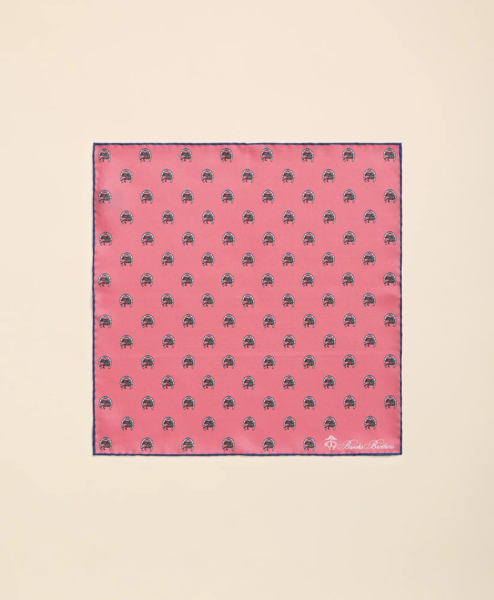 Silk Equestrian Motif Pocket Square