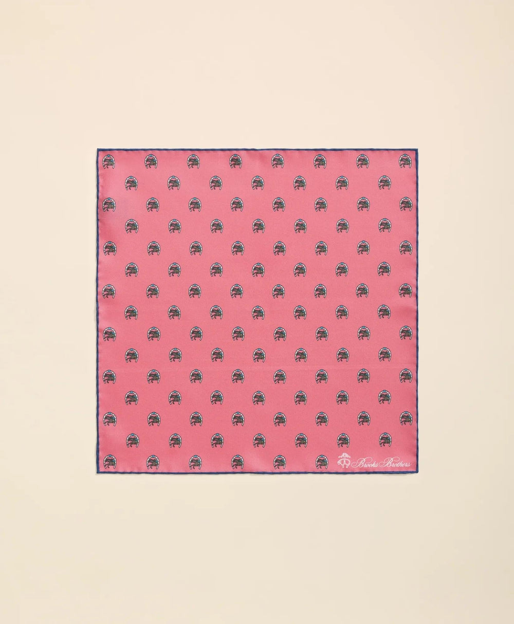 Silk Equestrian Motif Pocket Square