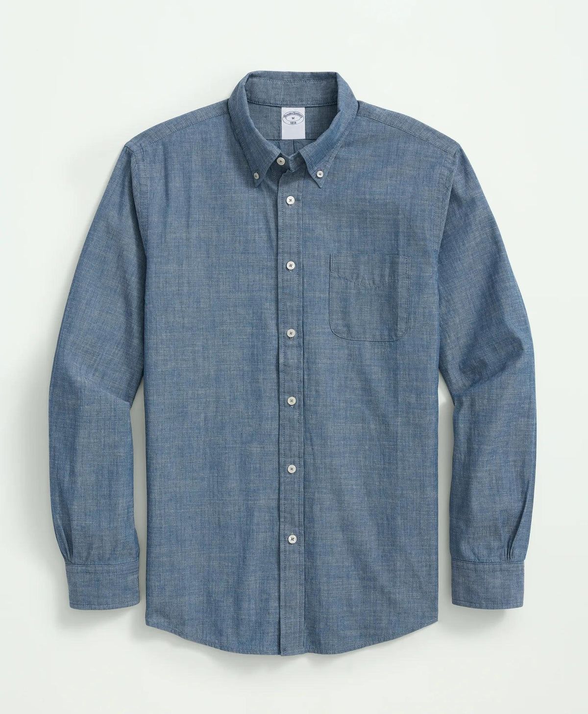 Chambray Cotton Poplin Polo Button Down Collar Sport Shirt