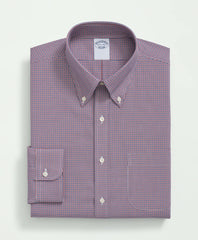 Checked Dress Shirt Big & Tall Stretch Supima® Cotton Non-Iron Poplin Polo Button-Down Collar