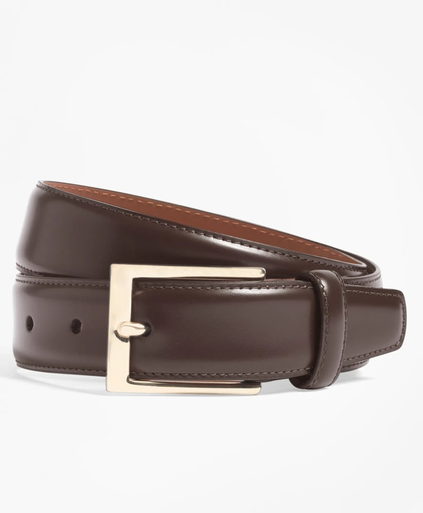 Gold Buckle Leather Dress Belt