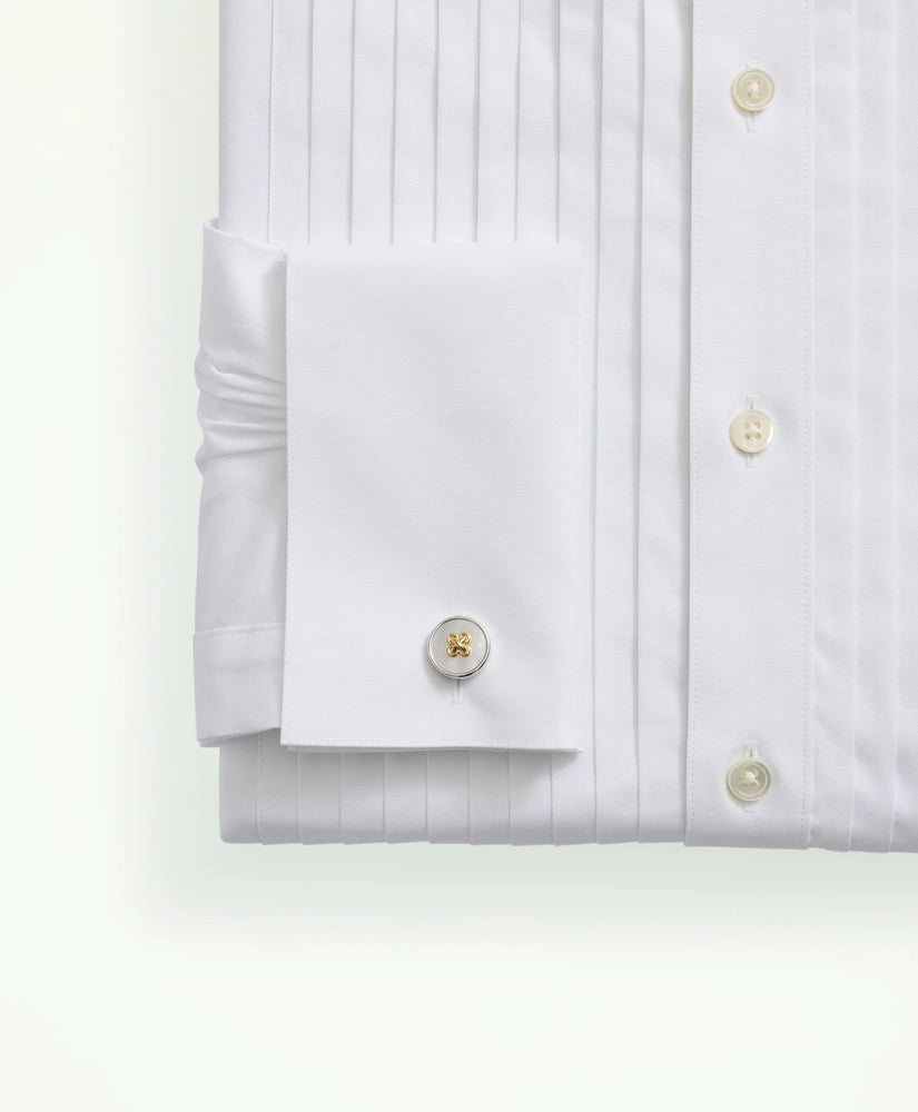 Stretch Cotton Broadcloth English Collar 10-Pleat Tuxedo Shirt
